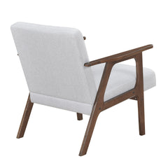 Modern Home Furniture Gray Fabric Upholstery 1pc Accent Chair Brown Finish Solid Rubberwood Contemporary Cushion Seat