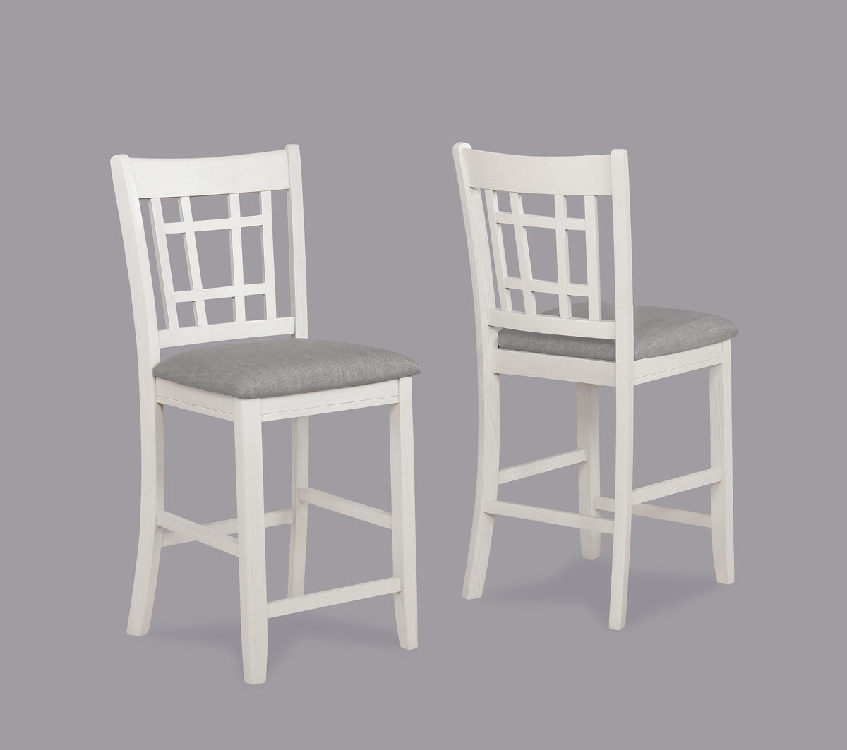 2pc Counter Height Upholstered Pub Chairs Dining Room Wooden Solid Wood Furniture Chalk Gray