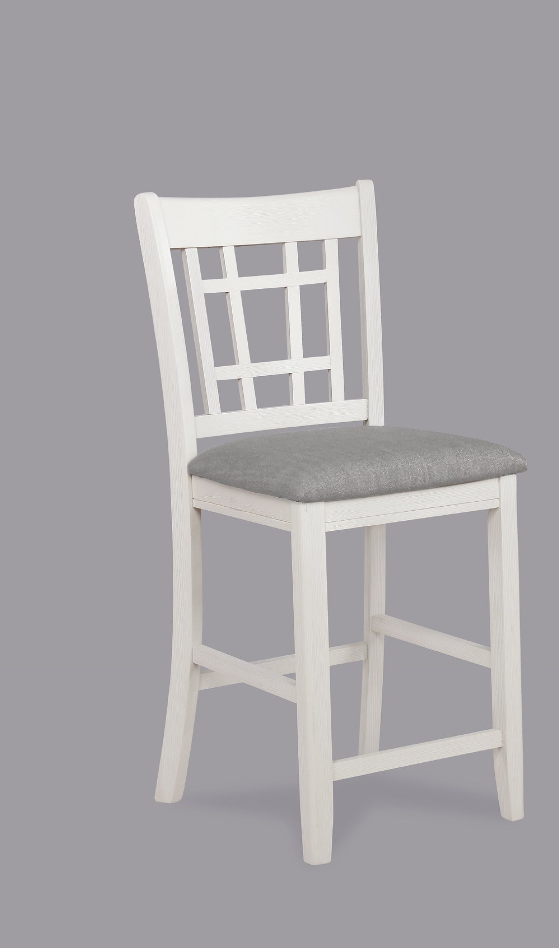 2pc Counter Height Upholstered Pub Chairs Dining Room Wooden Solid Wood Furniture Chalk Gray