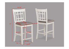 2pc Counter Height Upholstered Pub Chairs Dining Room Wooden Solid Wood Furniture Chalk Gray