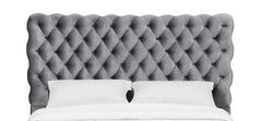 1pc Contemporary Upholstered Queen Bed Tufted Headboard and Footboard Wooden Luxury Glam Bedroom Furniture Gray