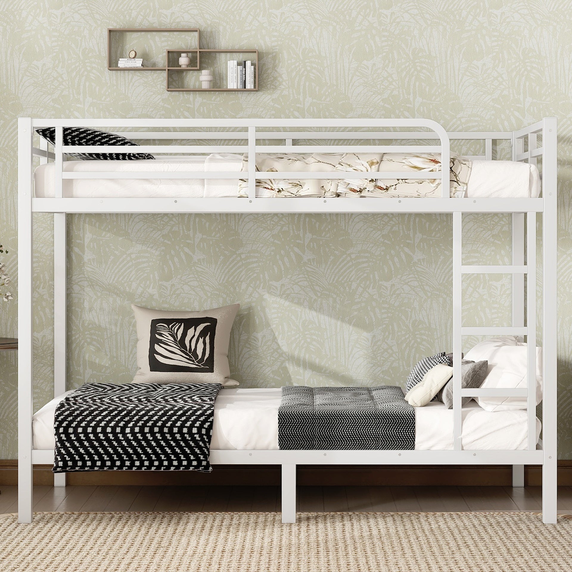 Metal Twin XL over Twin XL Bunk Bed for Teens and Adults,Space-Saving/Noise Reduced/No Box Spring Needed,White