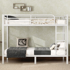 Metal Twin XL over Twin XL Bunk Bed for Teens and Adults,Space-Saving/Noise Reduced/No Box Spring Needed,White