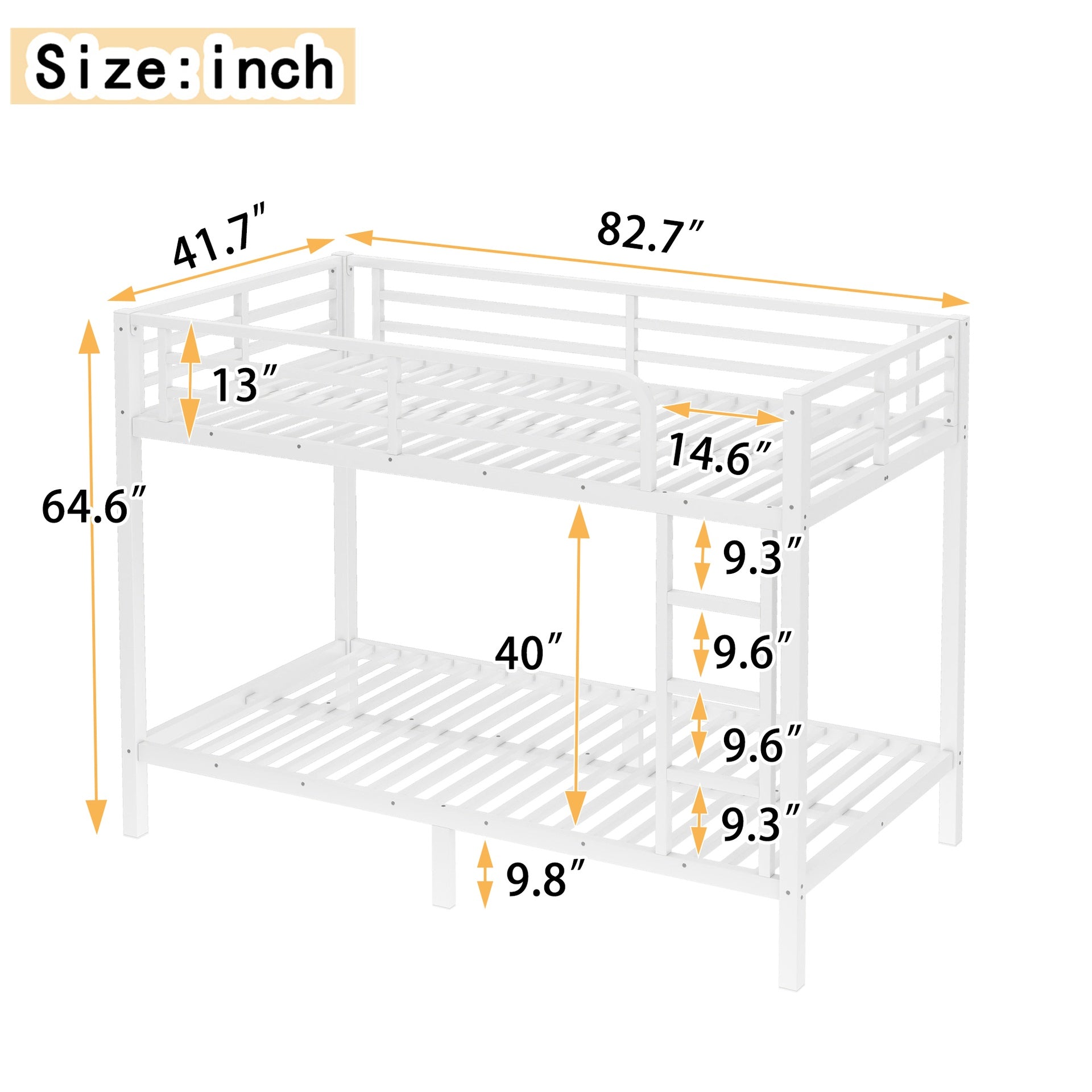Metal Twin XL over Twin XL Bunk Bed for Teens and Adults,Space-Saving/Noise Reduced/No Box Spring Needed,White