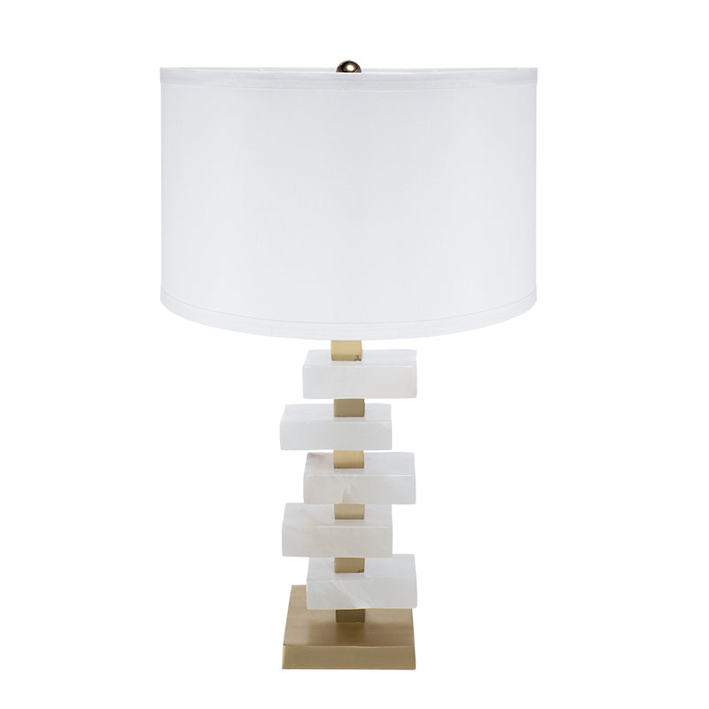 D15x26.7" White and Gold Alabaster Slab Table Lamp (Lamp Shade Assembly Required)