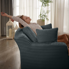 Oversized Chaise Lounge Chair Indoor, Corduroy Upholstered Modern Sofa Couch,No Assembly Required,Comfy Sleeper Sofa for Living Room,Office