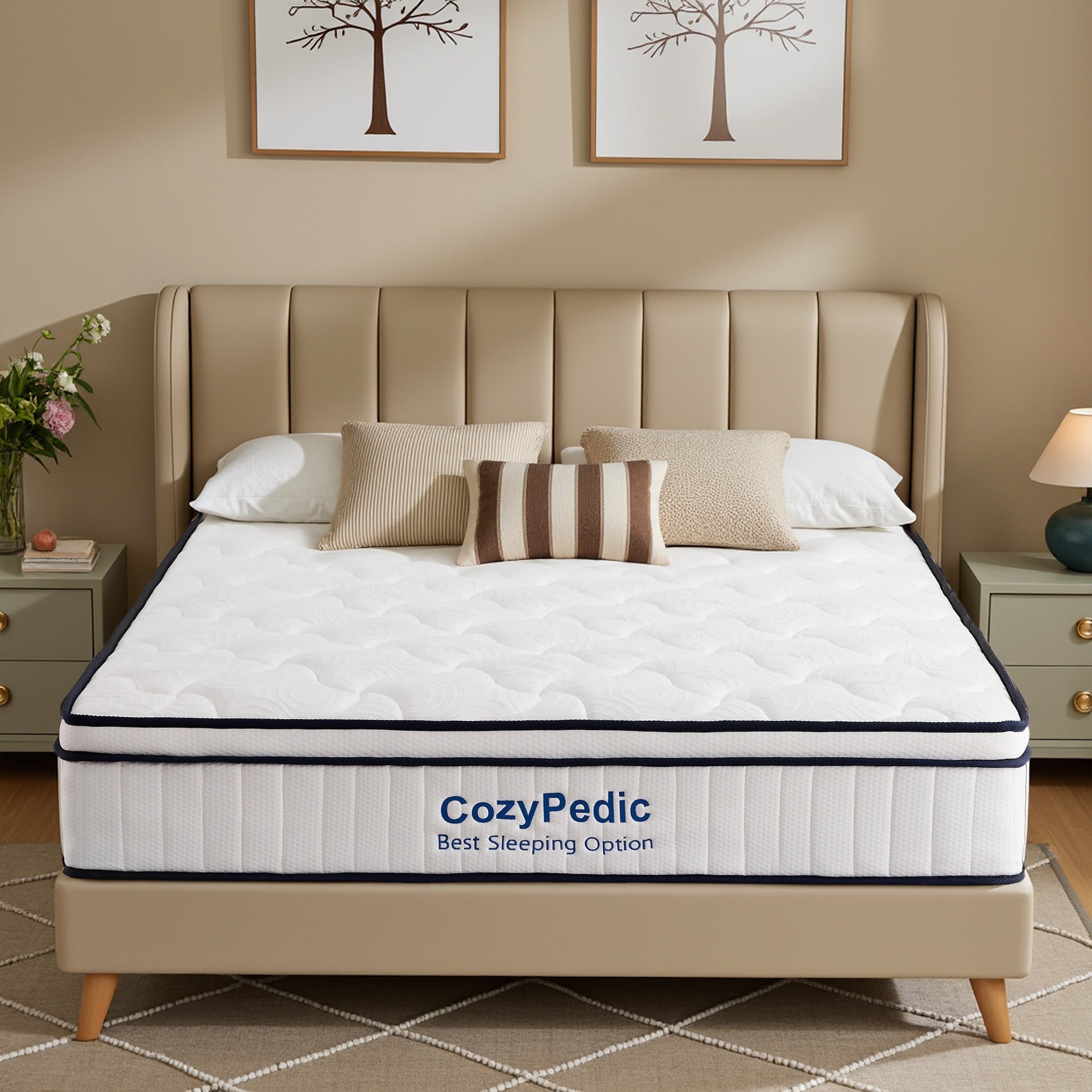 10 Inch King Size Medium Firm Mattress, Memory Foam with Pocket Springs for Back Pain Relief & Pressure Relief, Cooling Antibacterial Cover, CertiPUR-US Certified, White(75.98"x 79.92"x 9.84")