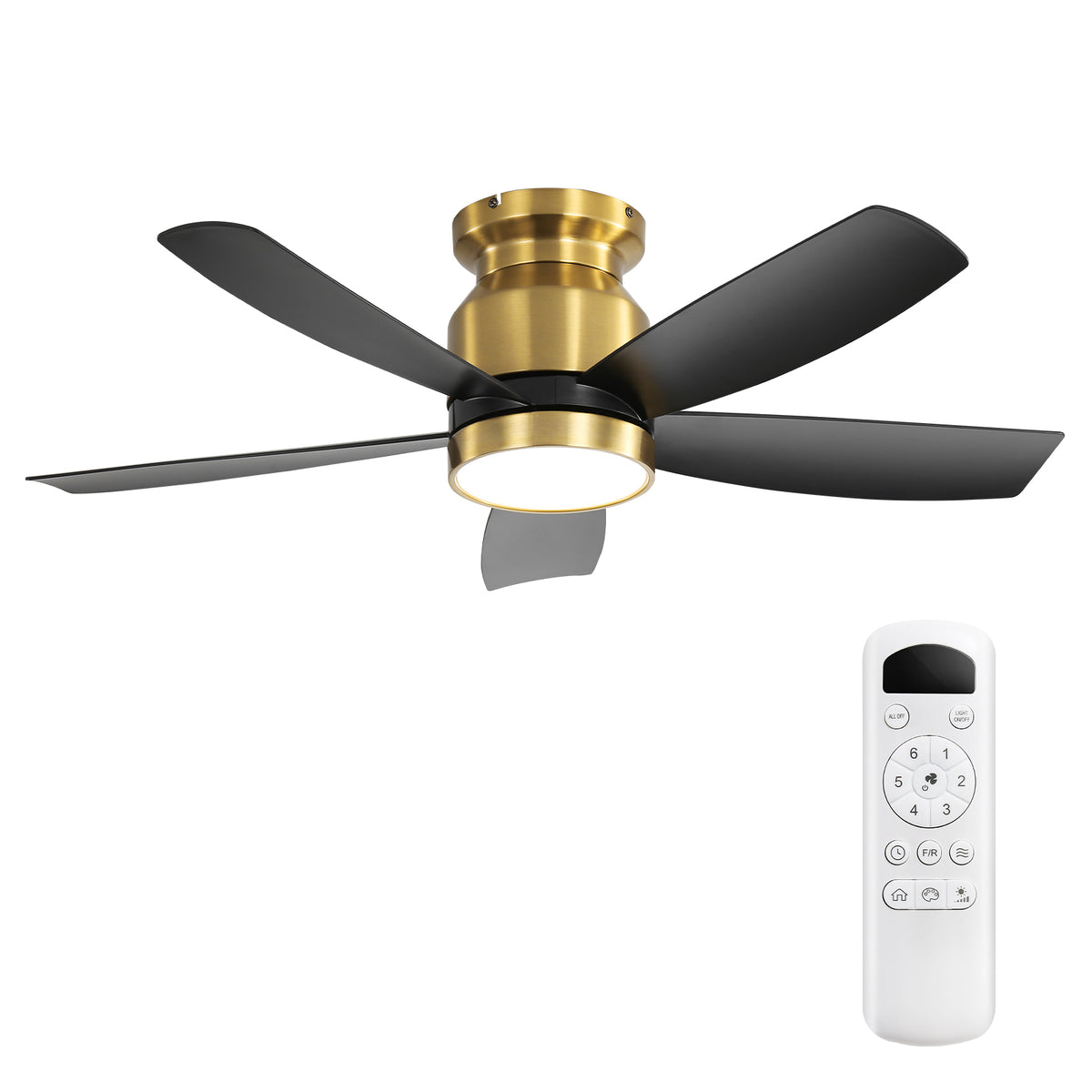42 Inch Flush Mount Ceiling Fans with LED Light 22W and Remote Control 5 ABS Fan Blades for Indoor