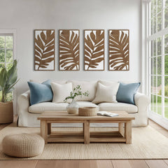 Birch Botanical Two-tone Wood Panel Wall Décor Set