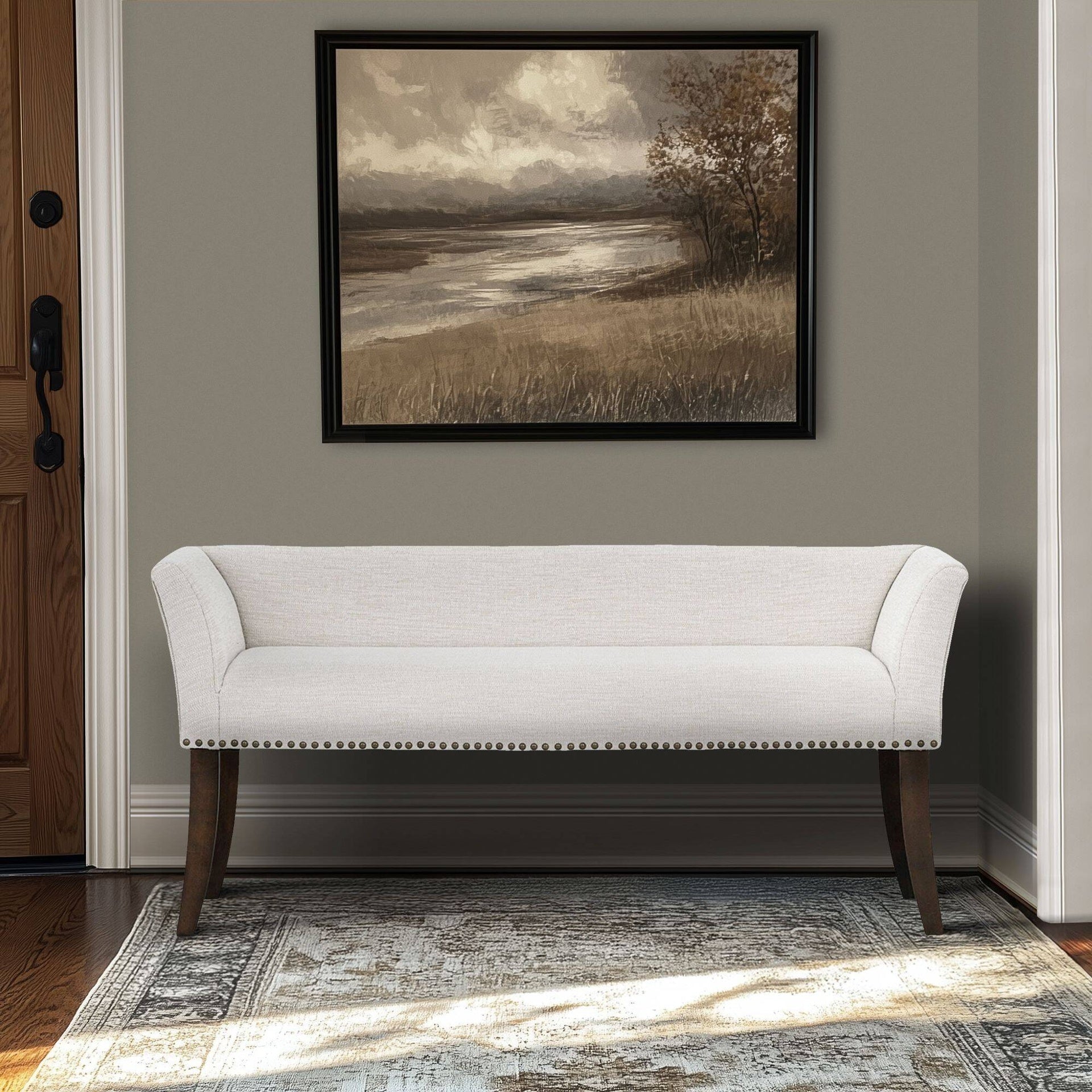 Welburn Upholstered Bench Cream