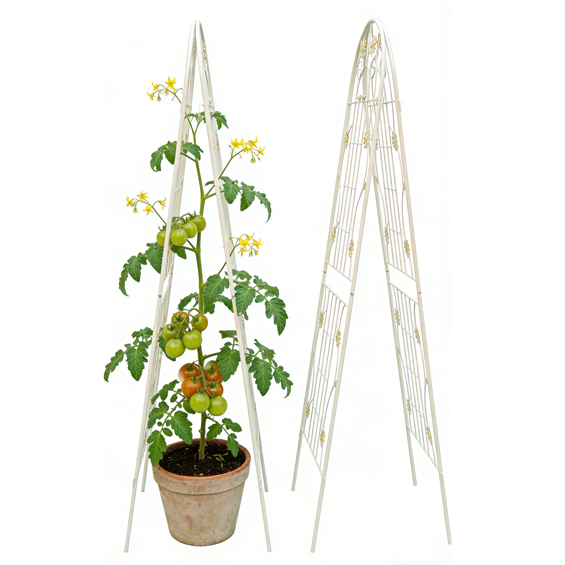 2 Pack Metal Garden Trellis 71" x 19.7" Rustproof Trellis for Climbing Plants Outdoor Flower Support Cream White