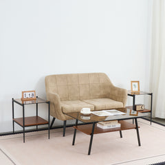 Coffee Table and End tables Set of 3, Tempered Glass Table with MDF layer, Modern Tables for Living Room , Brown Glass