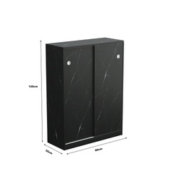 Marble black  shoe cabient with sliding door have 6 layers can storage at least30 pairs shoes