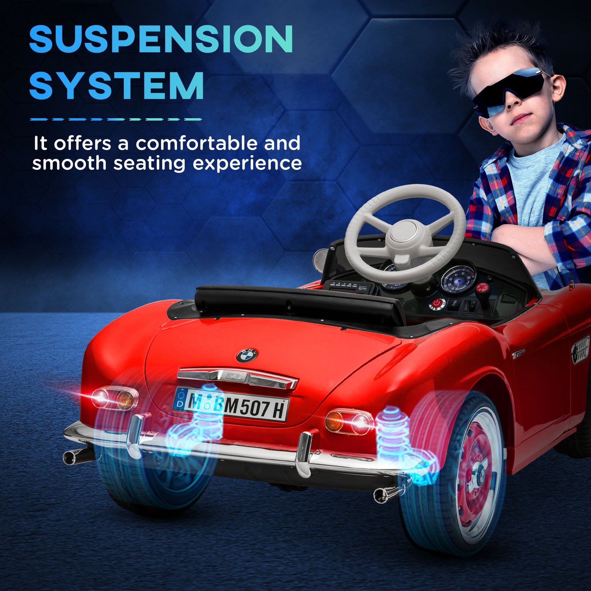 Aosom Licensed BMW Kid Electric Ride On Car, 12 Battery Powered Electric Car for Kids with 3 Speeds Remote Control, Easy Transport, Suspension System, Lights, Horn, MP3, Red