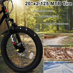 A20184 20 inch Mountain Kids Bike for Boys & Girls, Ages 6-12, 7-Speed with Front Suspension