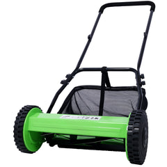 16-Inch 5-Blade Push Reel Lawn Mower with Grass Catcher, GREEN COLOR