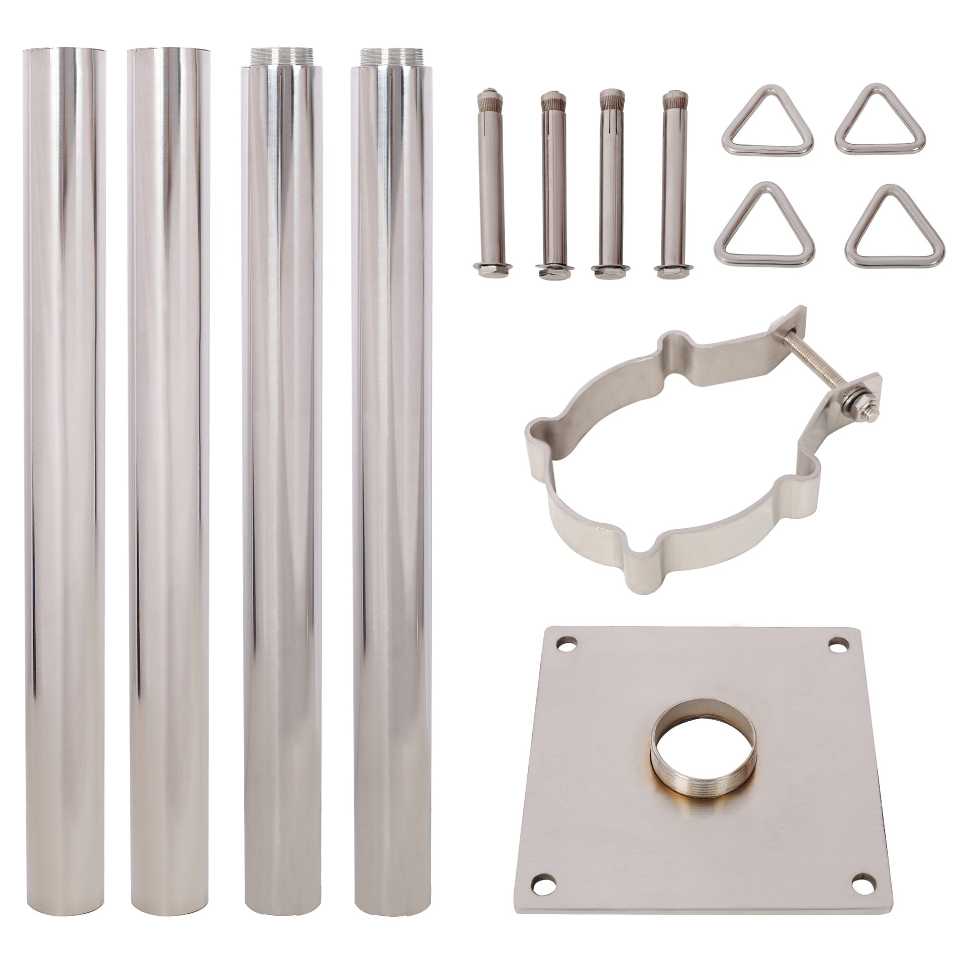 12FT Heavy Duty Stainless Steel Canopy Pole With Base Plate,Suitable for Garden,Yard,Patio,Playground
