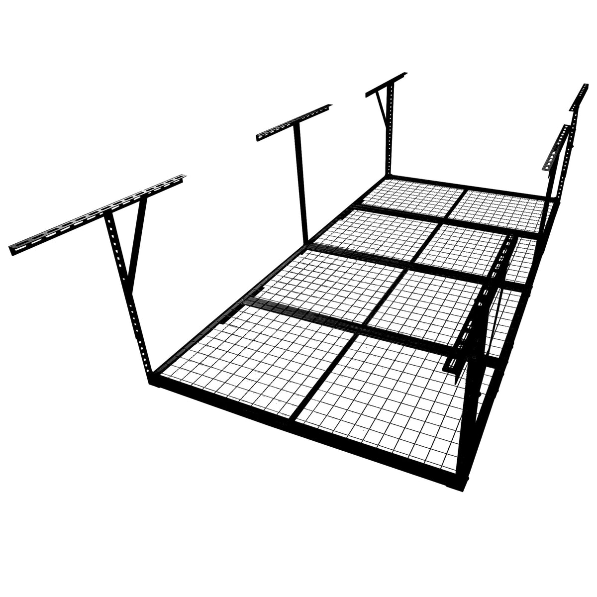 3x8FT Overhead Garage Storage Rack, Heavy-Duty Metal Garage Ceiling Storage Rack, 22''-40" Adjustable Ceiling Drop-Down, 600 lb. Loading Weight Capacity, Black Color