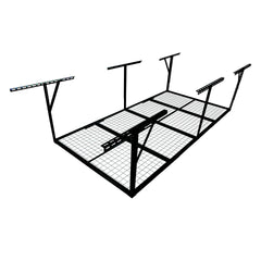3x8FT Overhead Garage Storage Rack, Heavy-Duty Metal Garage Ceiling Storage Rack, 22''-40" Adjustable Ceiling Drop-Down, 600 lb. Loading Weight Capacity, Black Color