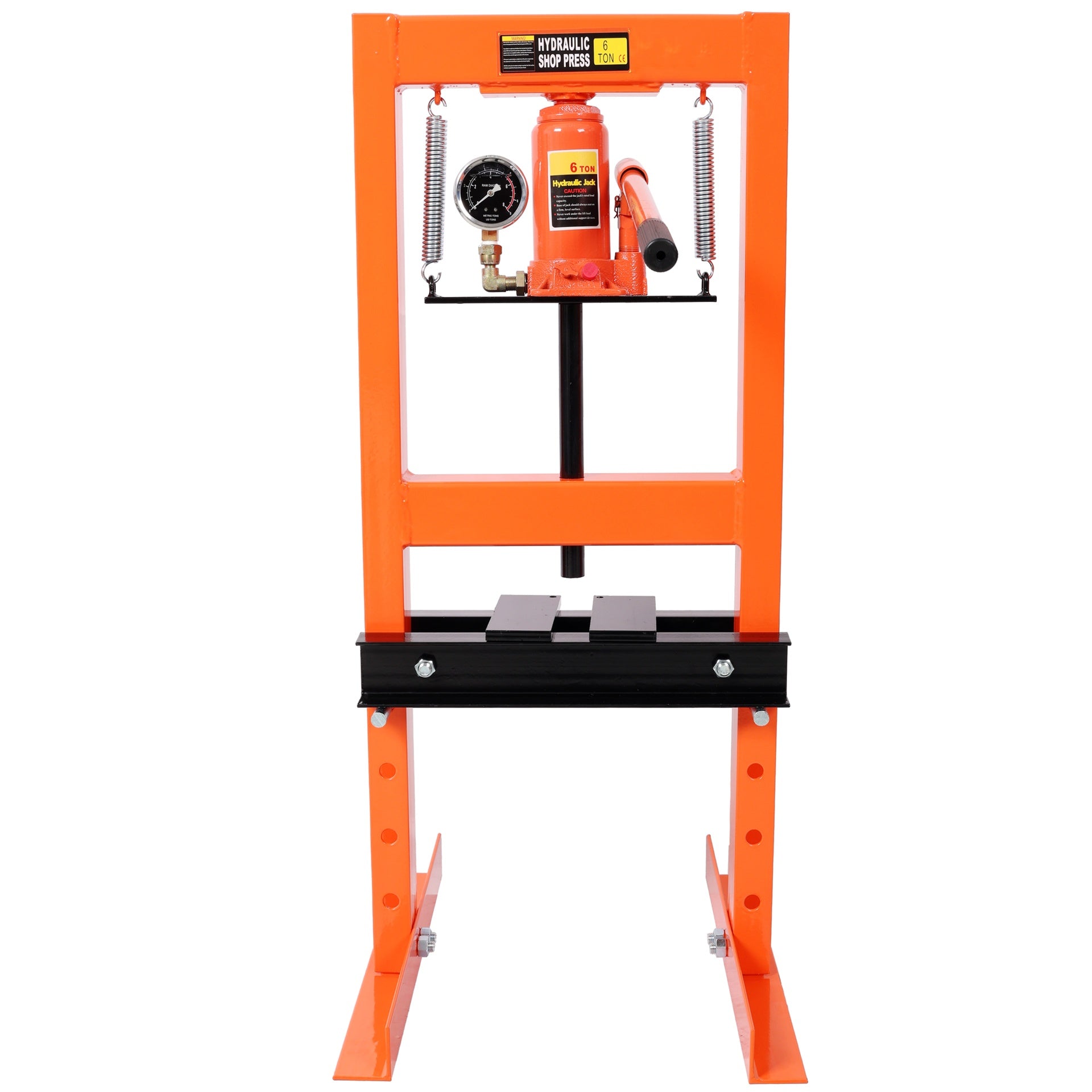 6Ton Bottle Jack Shop Press with Gauge, Bend, Straighten, or Press Parts, Install Bearings, U-Joints, Bushings, Ball Joints, and Pulleys,Orange