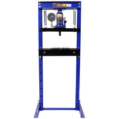 12Ton Bottle Jack Shop Press with Gauge, Bend, Straighten, or Press Parts, Install Bearings, U-Joints, Bushings, Ball Joints, and Pulleys,Blue