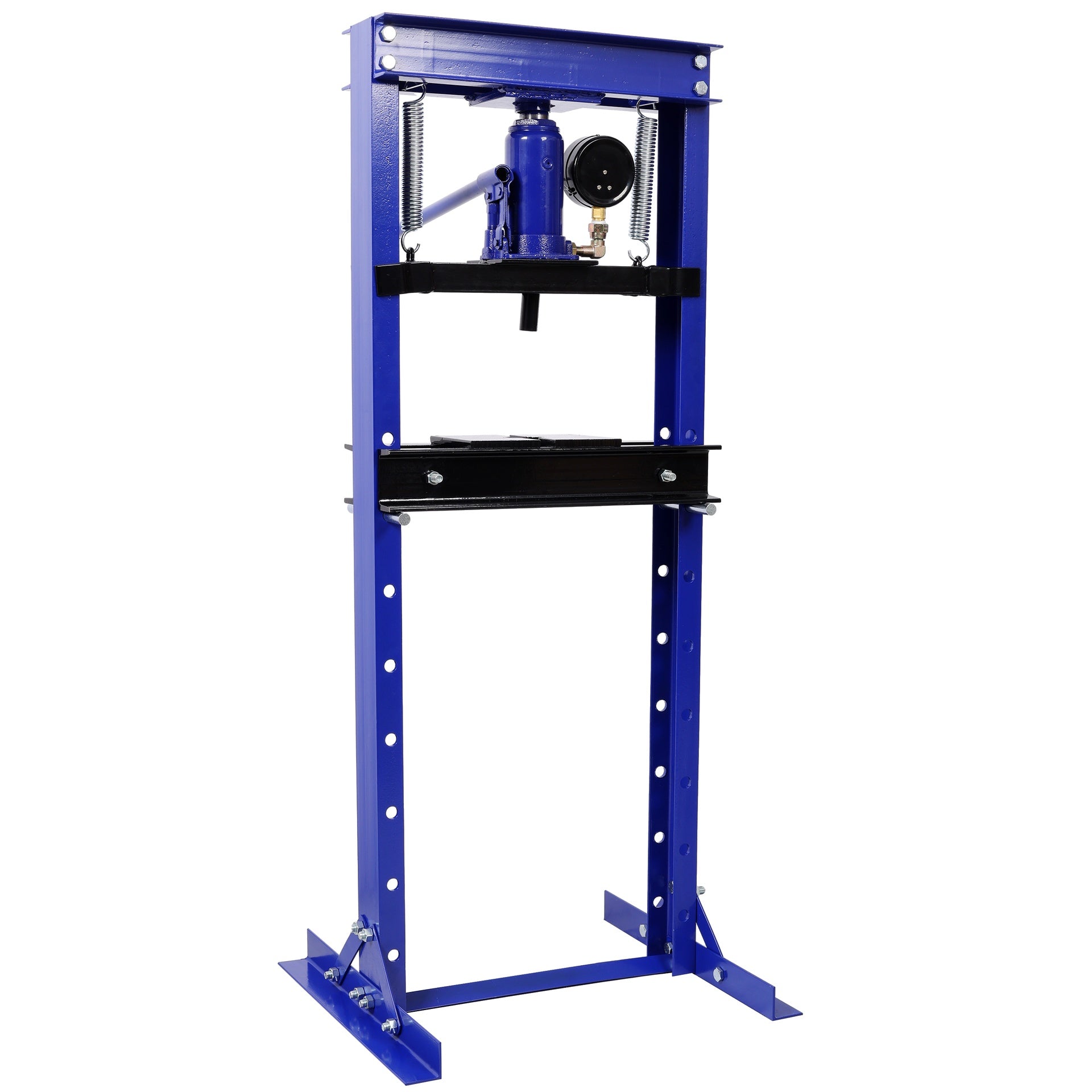 12Ton Bottle Jack Shop Press with Gauge, Bend, Straighten, or Press Parts, Install Bearings, U-Joints, Bushings, Ball Joints, and Pulleys,Blue