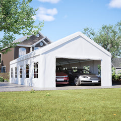 Carport Canopy 16x32 Heavy Duty, Portable Metal Carport Garage with Removable Waterproof Cover & Sidewalls, All Weather Outdoor Shelter for Cars, Trucks, Vehicles & Equipment