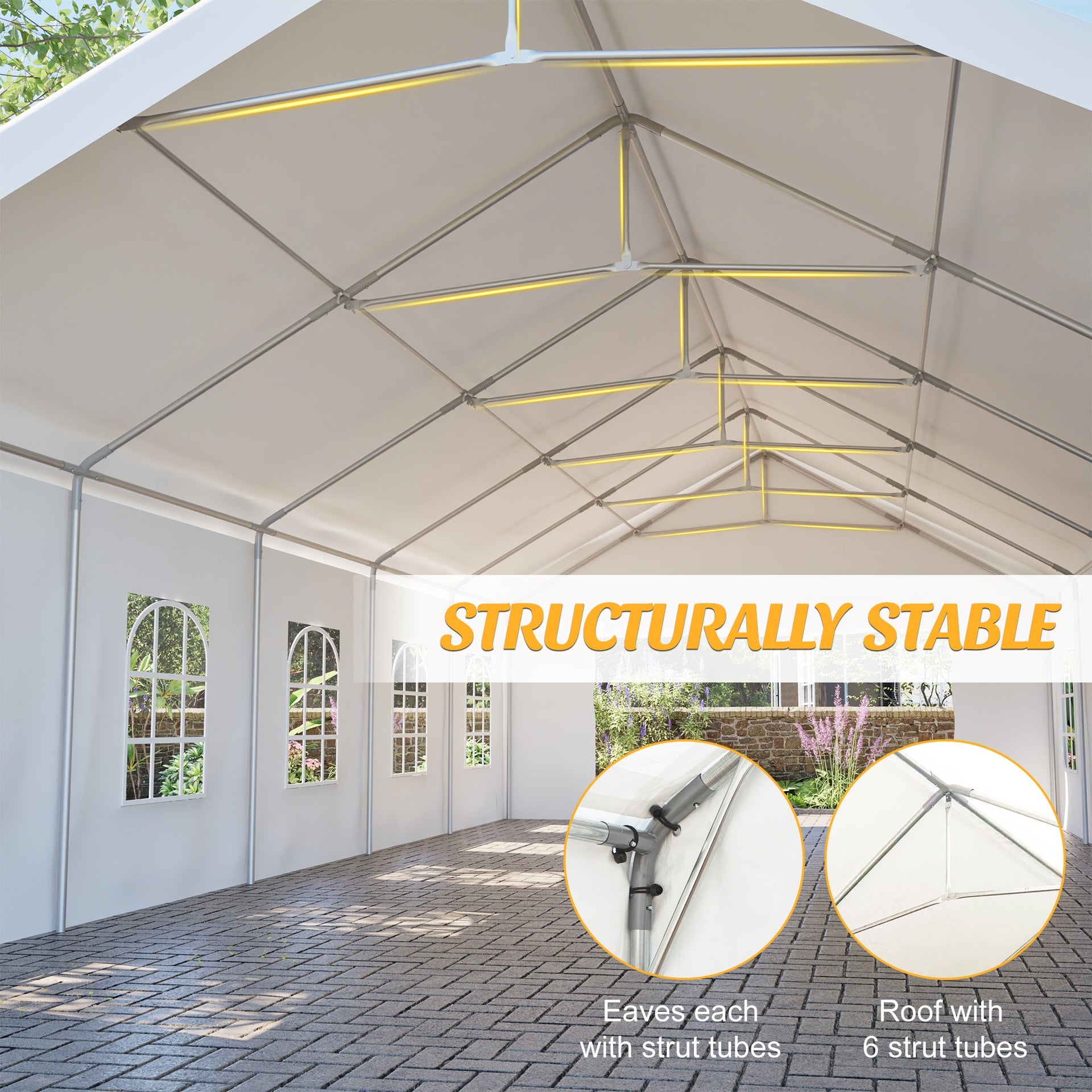 Carport Canopy 16x32 Heavy Duty, Portable Metal Carport Garage with Removable Waterproof Cover & Sidewalls, All Weather Outdoor Shelter for Cars, Trucks, Vehicles & Equipment