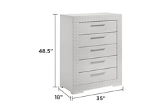 Blanca Modern Style 5-Drawer Chest Made with Wood in White