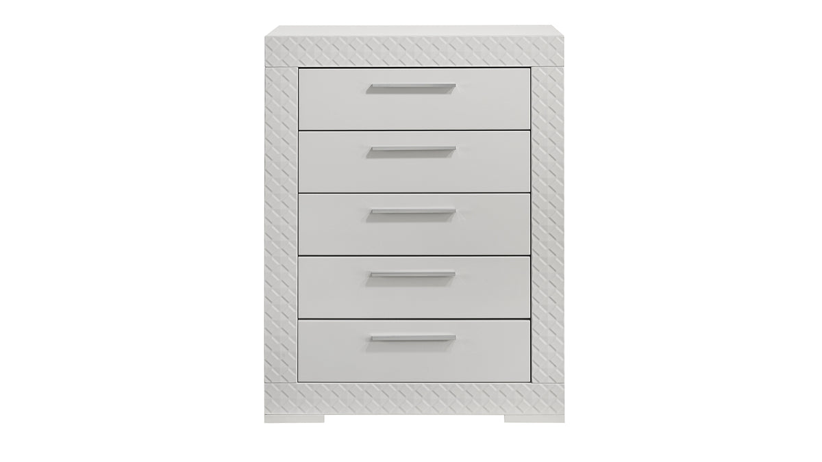 Blanca Modern Style 5-Drawer Chest Made with Wood in White