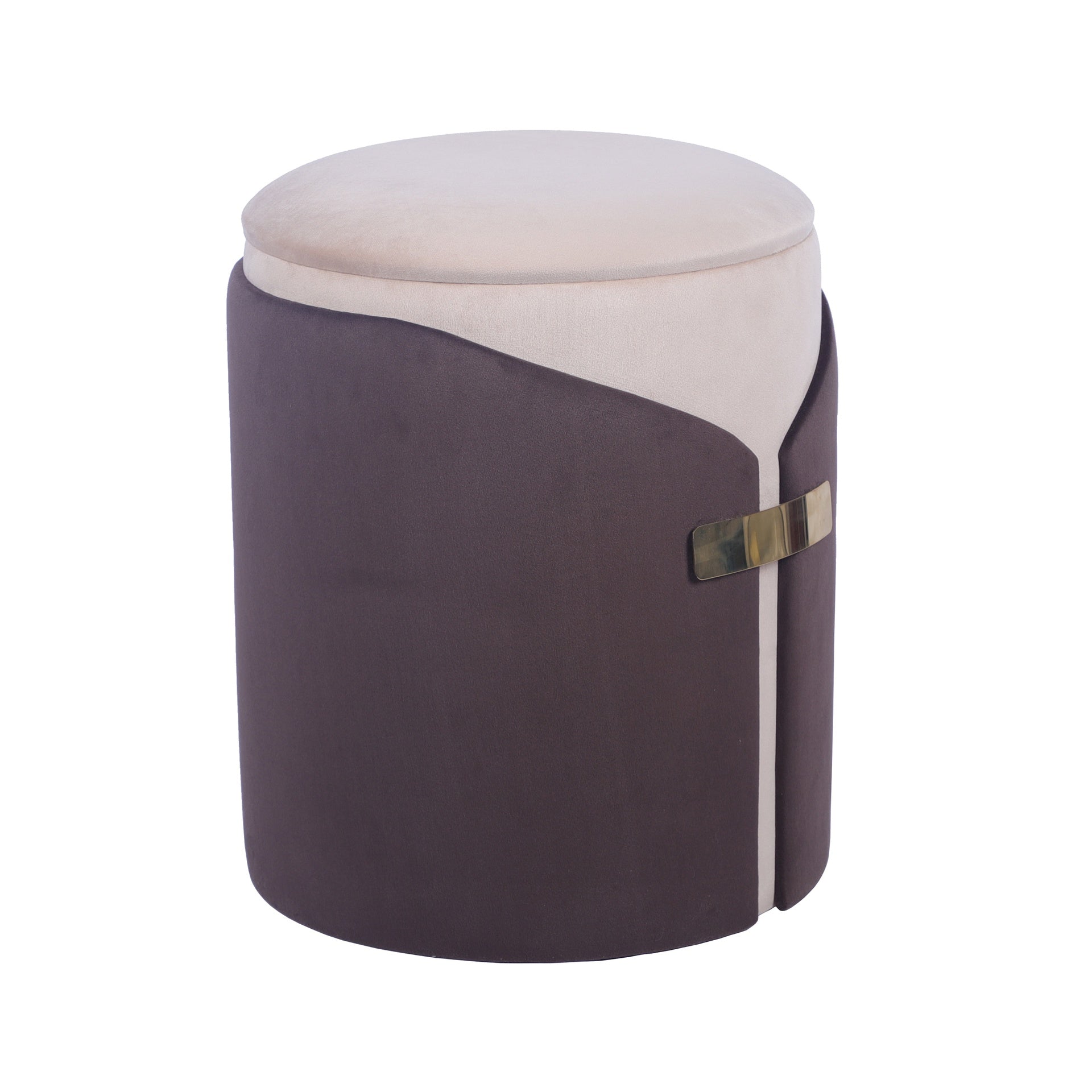 Two-Toned Ottoman with Storage or Vanity Stool, Brown