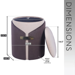 Two-Toned Ottoman with Storage or Vanity Stool, Brown