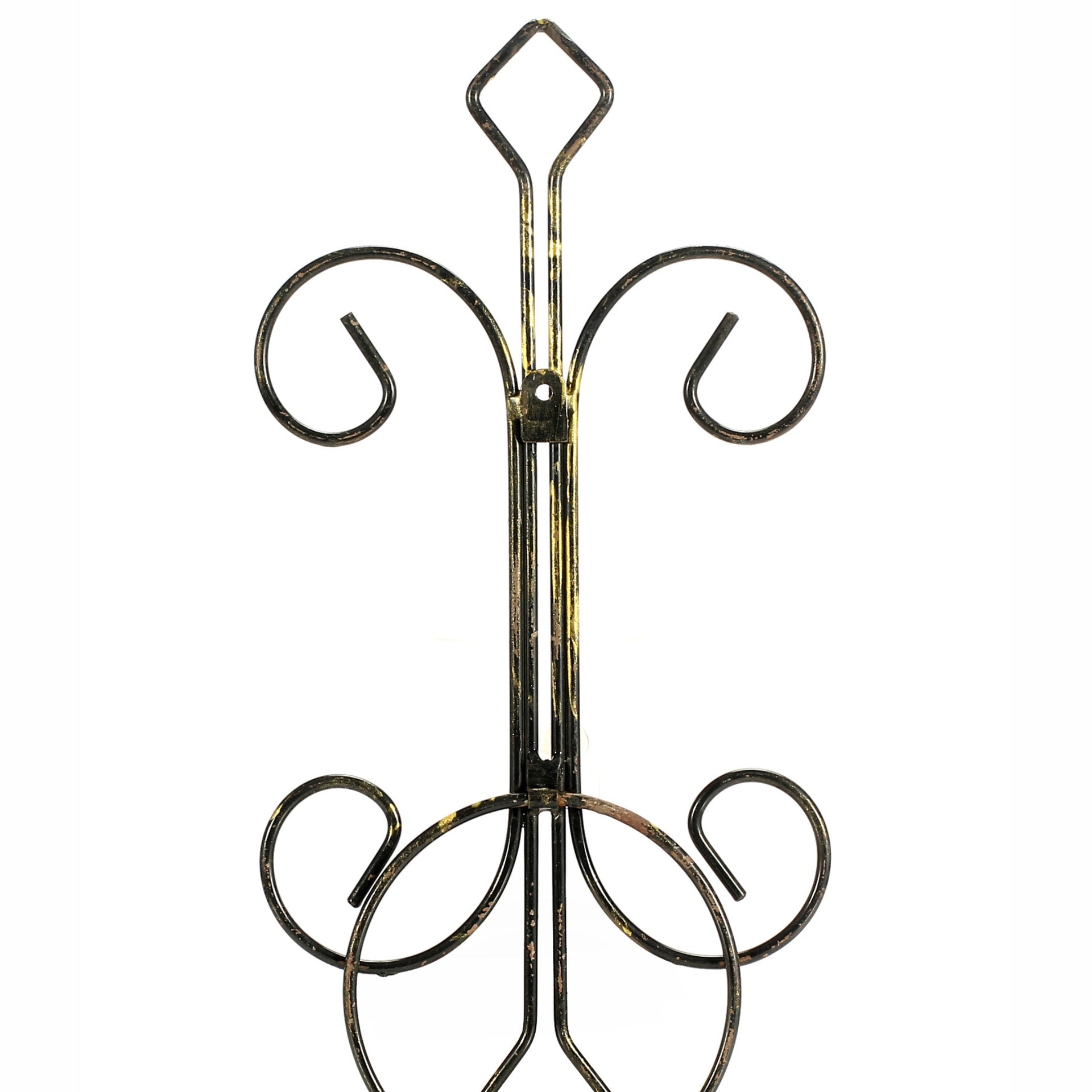 16" Single Pot Black / Gold Cast Metal Crest Wall Planter Decoration