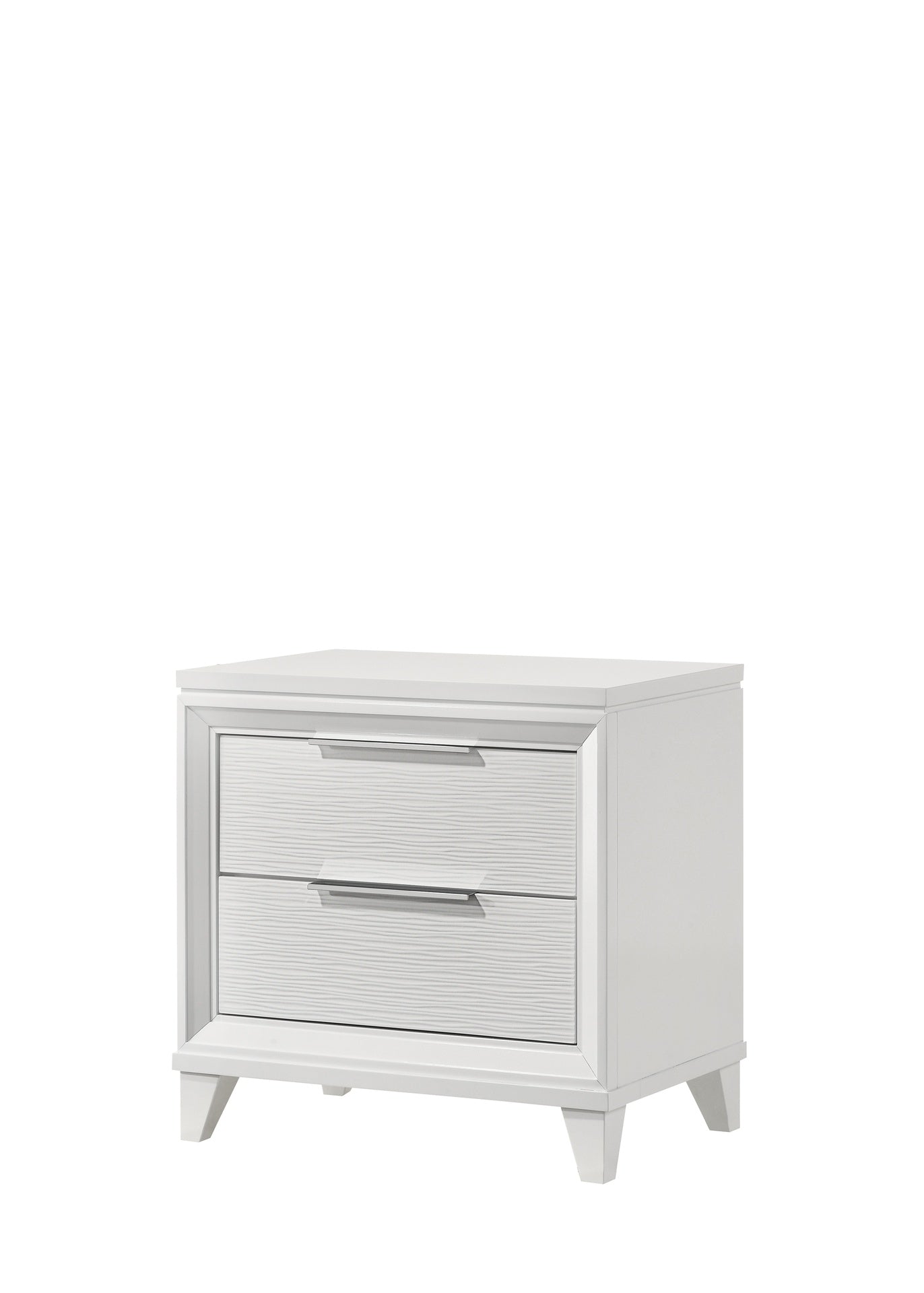 Contemporary White Textured Finish 2-Drawer Storage Nightstand Wooden Bedroom Furniture