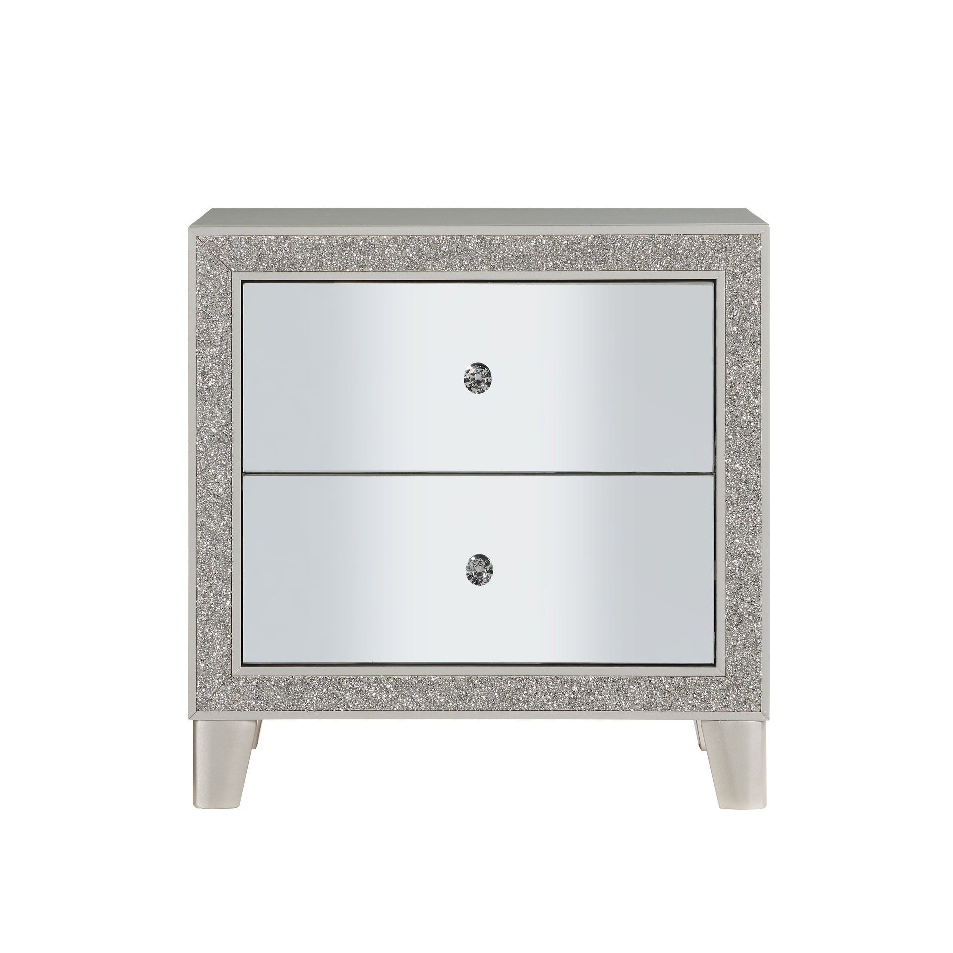 Glam Style Bedroom Furniture 1pc Nightstand with 2x Drawers Mirrored Front Champagne Finish