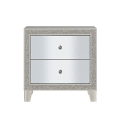 Glam Style Bedroom Furniture 1pc Nightstand with 2x Drawers Mirrored Front Champagne Finish