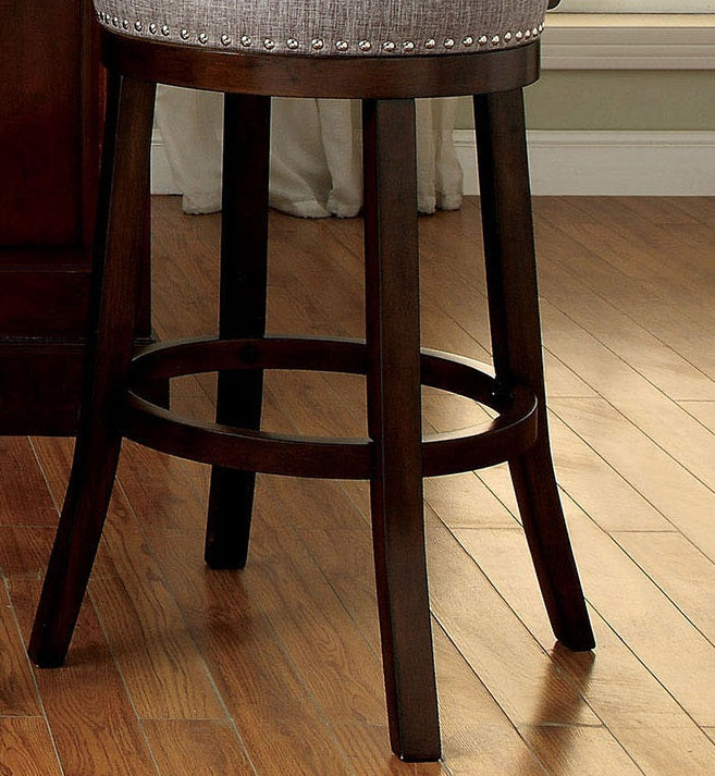 Bar Chairs 2pc 25" Supported On Rich Dark Wooden Legs The Fabric Padded Seats And Backrests Provide Comfortable Seating Dark Oak / Light Gray