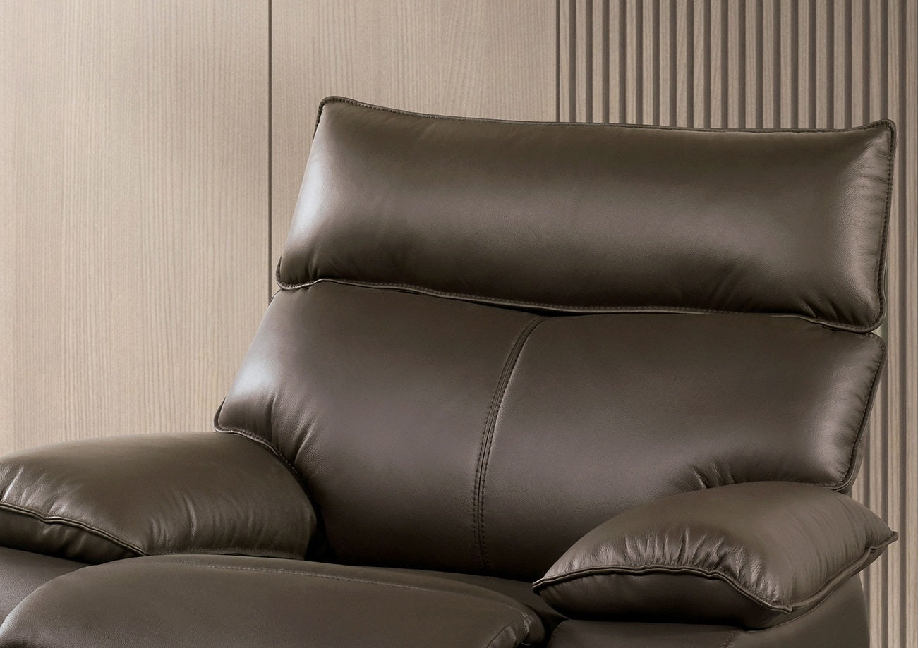 Manual Recliner Chair Arms Pillow Top Flange Trim Brown Finish High Density Foam Contemporary Style