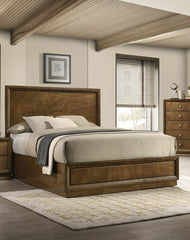 Strong Look Transitional Style 1pc Queen Size Bed Walnut Wooden Panel Bedframe High HB Bedroom Furniture