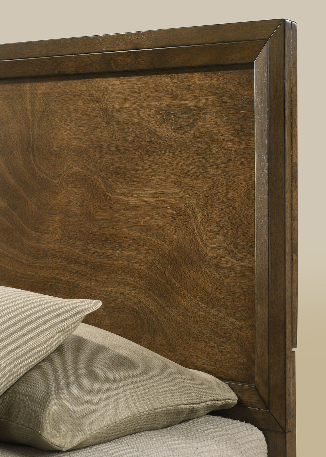 Strong Look Transitional Style 1pc Queen Size Bed Walnut Wooden Panel Bedframe High HB Bedroom Furniture