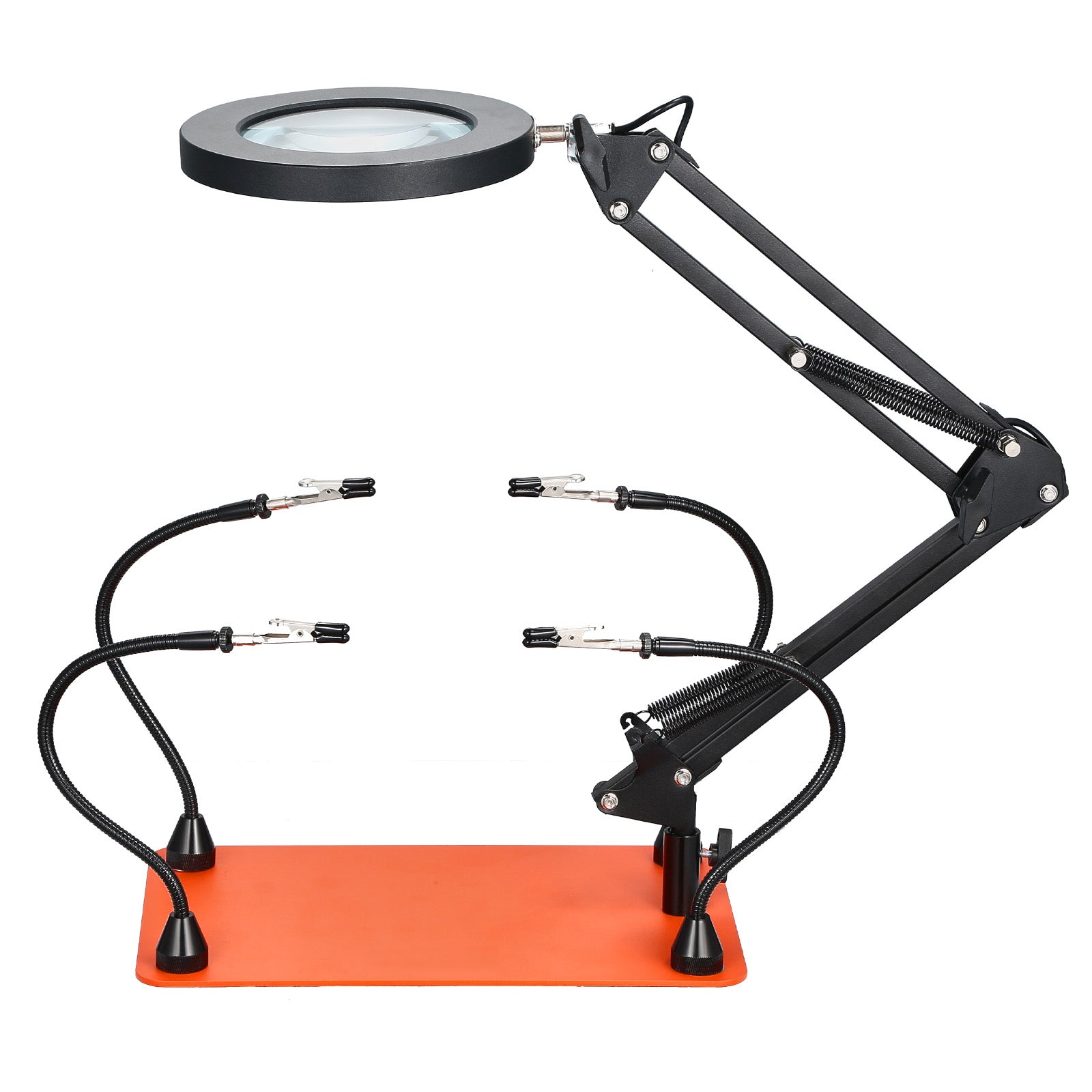 Magnetic Helping Hands Soldering Station 3X LED Magnifying Lamp 4 Arms