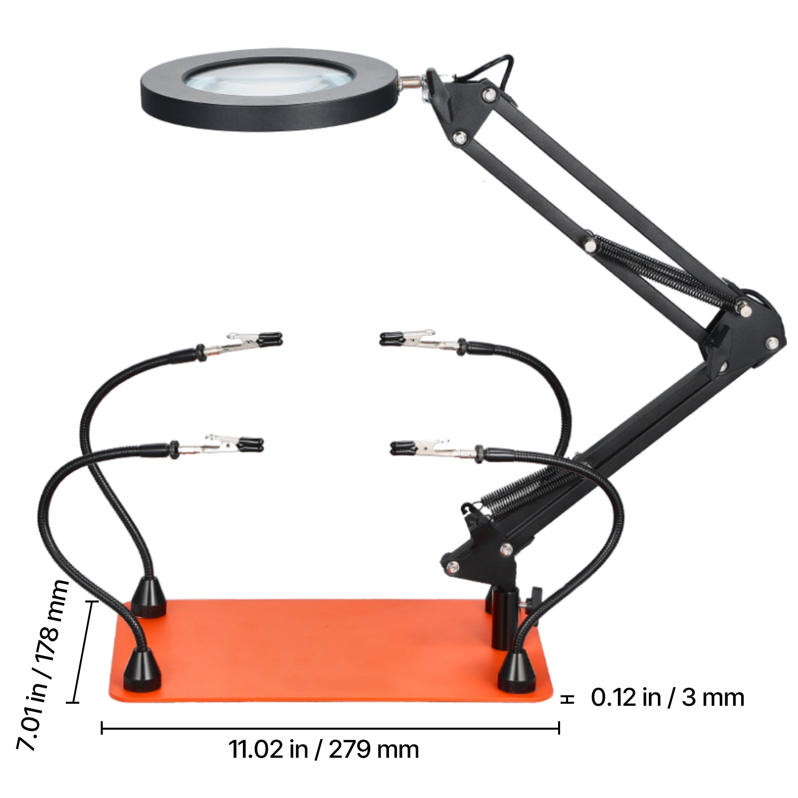 Magnetic Helping Hands Soldering Station 3X LED Magnifying Lamp 4 Arms