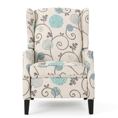 Pushback Recliner Chair, Modern Fabric Wingback Armchair with Nailhead Trim, and Wood Legs, Classic Living Room Recliner for Bedroom