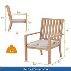 Set of 2 23" All-Weather Aluminum Patio Dining Chairs with Light Gray Cushions and Khaki Frame