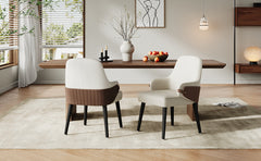 Indoor Dining Chair Set of 2, Beige & Brown Two-Tone Fabric Armchair with Sturdy Frame, Modern Accent Chair for Dining Room/Living Area, 300lbs