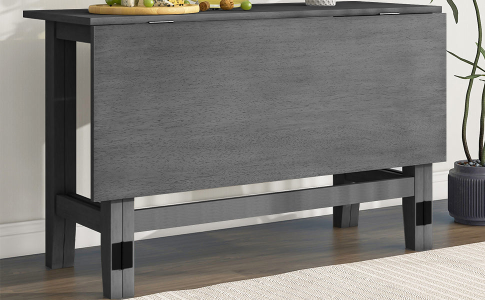 TOPMAX Farmhouse Wood Extendable Dining Table with Drop Leaf for Small Places, Gray