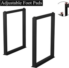 Metal Table Legs 28''x 24'' Heavy-Duty Desk Legs Industrial Furniture Legs for Dinning Table, Computer Table, Office Table (2Pcs)-Black