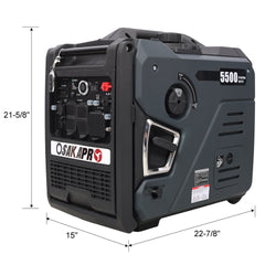 Super quiet Inverter Generator 5.5KW portable generator electric&remote start, foldable handle with wheels, 224cc 4 stroke EPA compliant, Gas&LPG Dual Fuel, With CO Sensor for more safety using