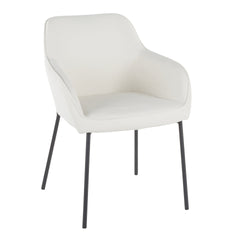 Daniella Contemporary Dining Chair in Black Metal and Cream Fabric by LumiSource - Set of 2