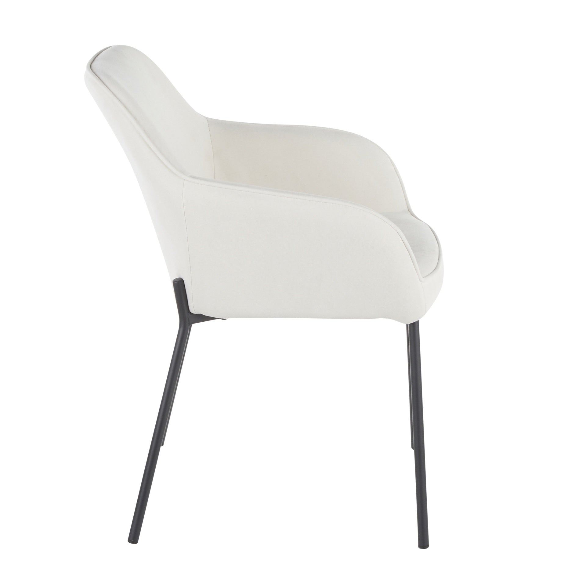 Daniella Contemporary Dining Chair in Black Metal and Cream Fabric by LumiSource - Set of 2